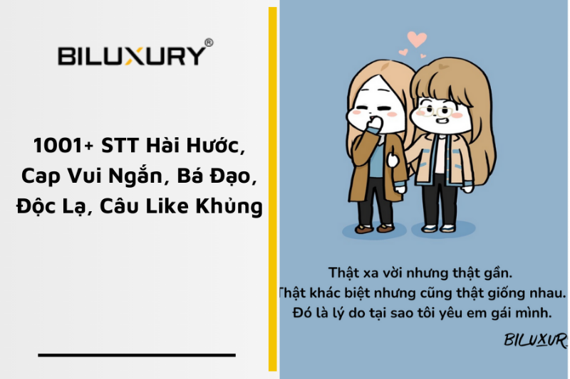 Hai người bạn đang cười đùa khi tặng quà và thiệp chúc mừng đám cưới, thể hiện sự vui vẻ và hài hước nhẹ nhàng