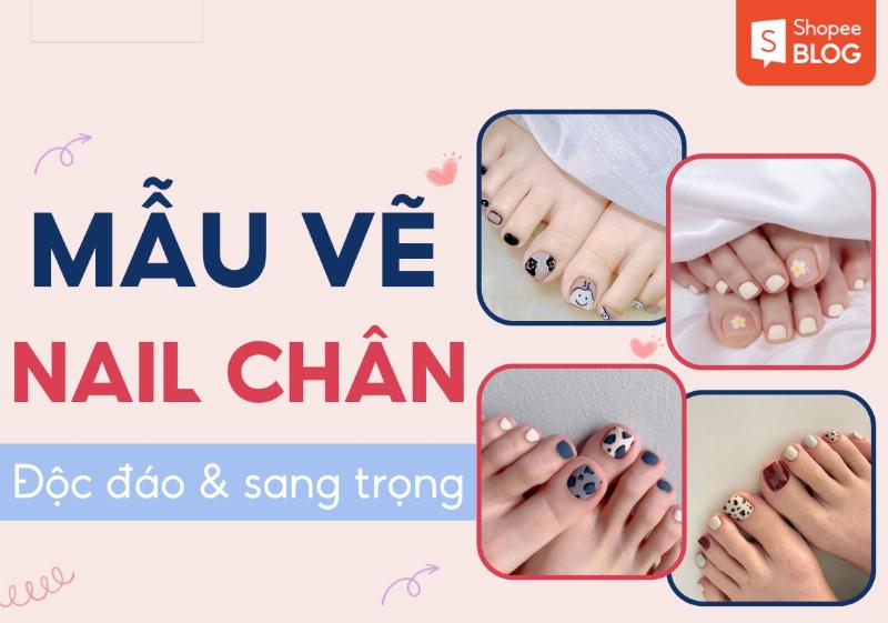 Móng chân vẽ họa tiết đơn giản