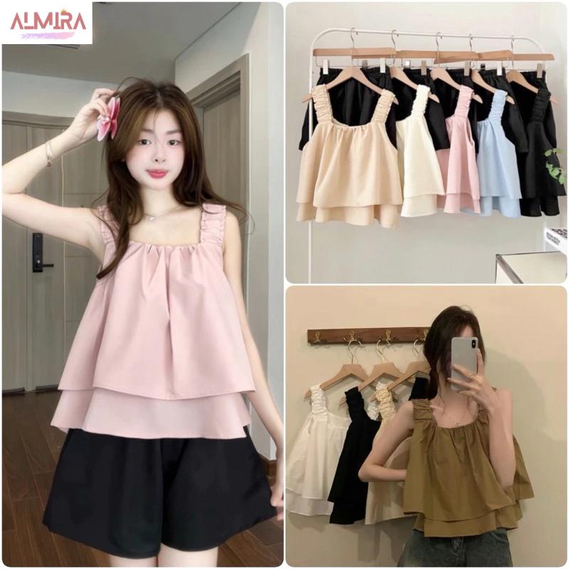 Áo 2 dây bản to với nhiều chất liệu khác nhau