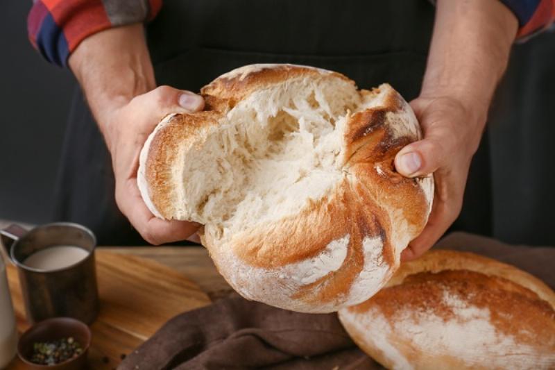 Hình ảnh minh họa mạng lưới gluten được hình thành khi nhào bột mì số 11 với nước, thể hiện cấu trúc dai và đàn hồi