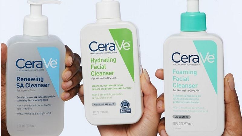 Hình ảnh các loại sữa rửa mặt Cerave phổ biến cho từng loại da