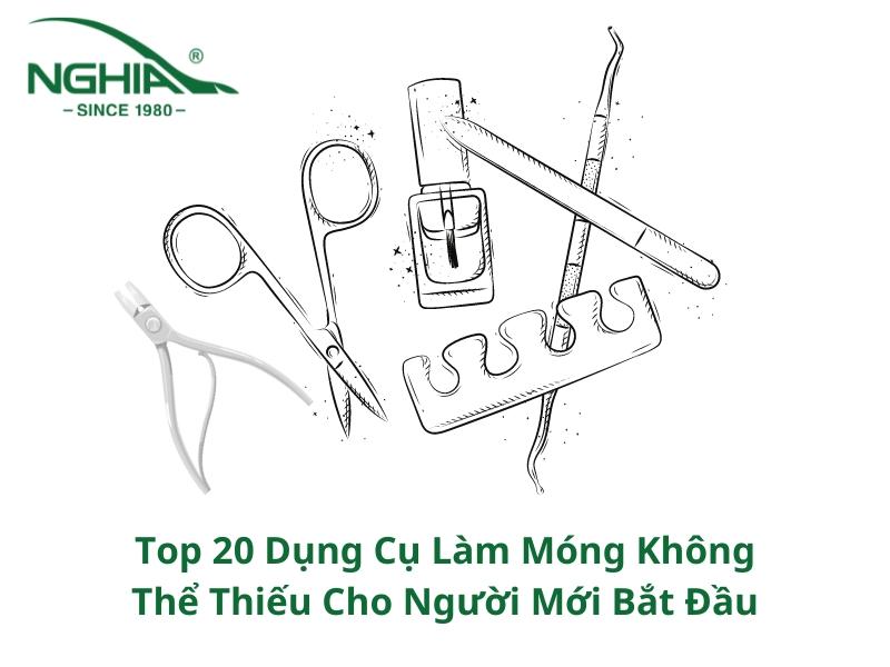 Bo dung cu lam mong tay dinh da de thuong tai nha bao gom son, da, keo dinh, but cham da va den ho gel